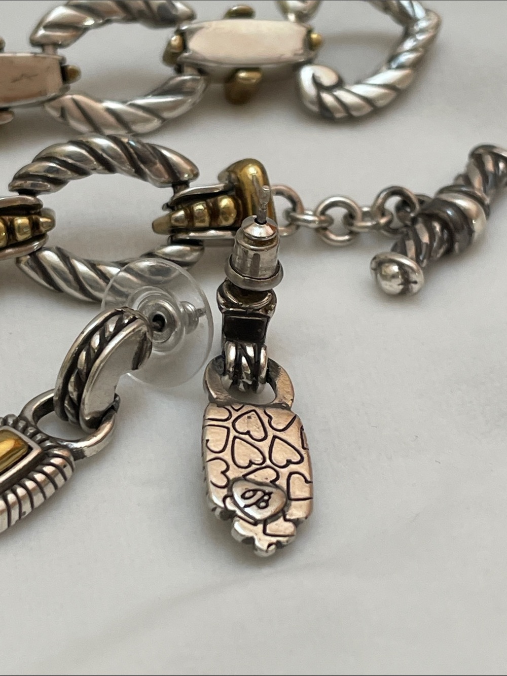 Brighton RetiredTwo-Tone Link Bracelet and earrings in Silver and Gold Accents - Picture 5 of 5